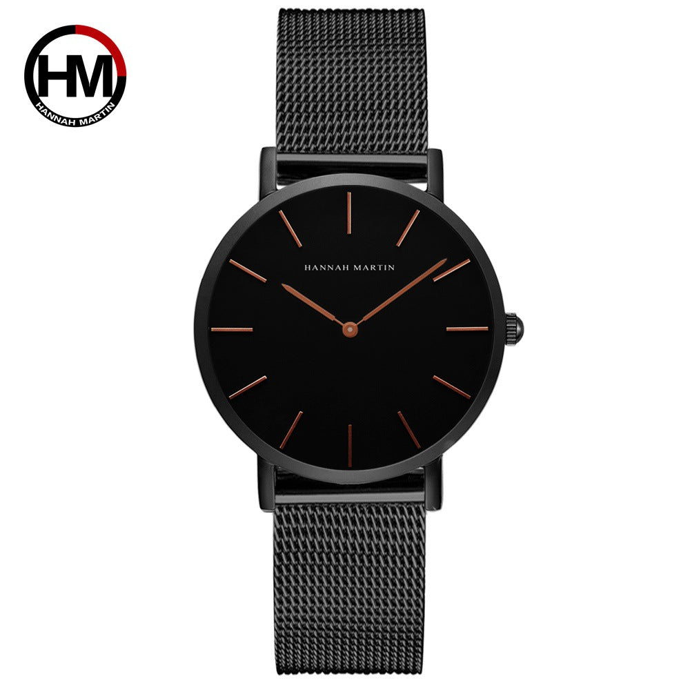 Japan movement stainless steel mesh belt waterproof watch women watches authorized Amazon patented ladies watch